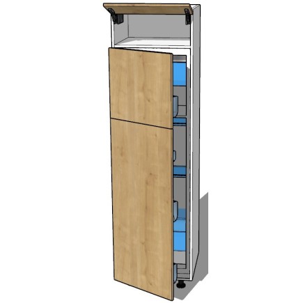 Colonne de cuisine sur mesure pour frigo avec porte relevable