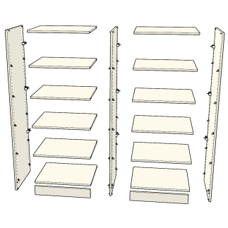 Colonne étagère multi colonne sur mesure Blanc éclaté