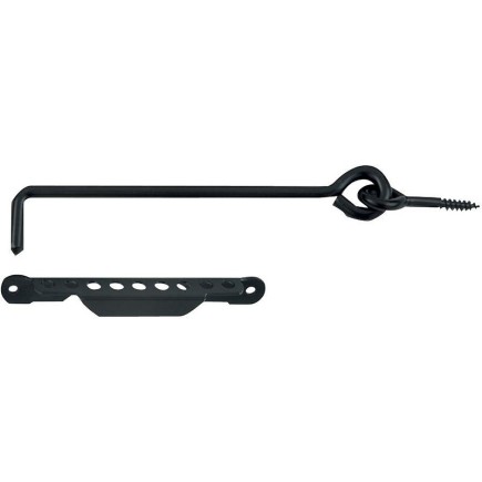 Crochet avec crémaillère en acier phorétique noir