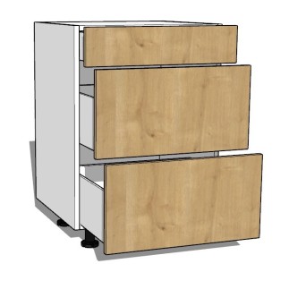 Meuble bas de cuisine sur mesure trois tiroirs
