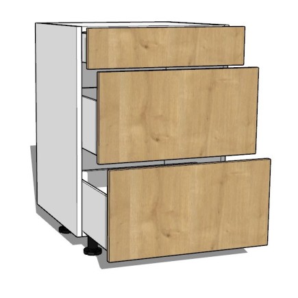 Meuble bas de cuisine sur mesure trois tiroirs