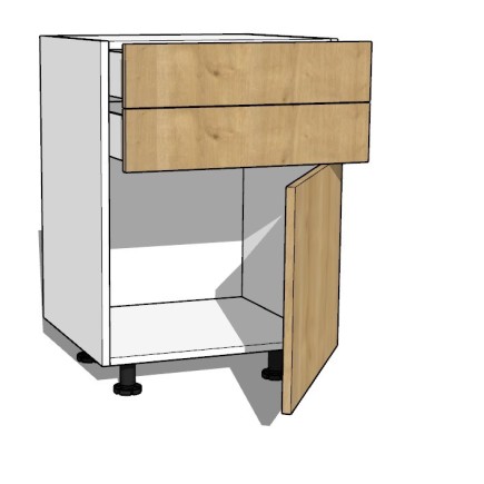 Meuble bas de cuisine sur mesure deux tiroirs une porte