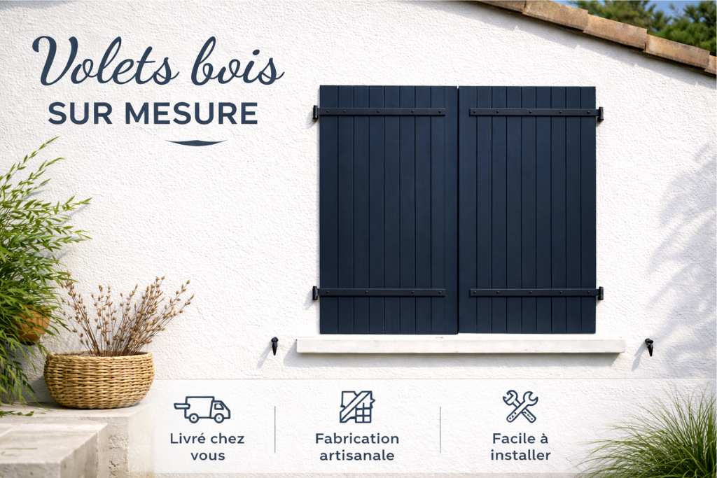 VOLETS BOIS SUR MESURE BLEU